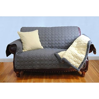 EZ Living Home Water Repellent Circle Quilted Couch Protector Grey