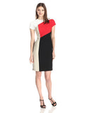 Anne Klein Women's Cap Sleeve Color Block Sheath Dress