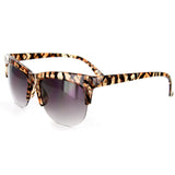 "Catamaran" Designer Womens Half-Frame Wayfarer Sunglasses with Animal Pattern