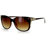 "Stella" Trendy Wayfarer Sunglasses, Crystals, Gold Accents-Large Lens - 100%UV