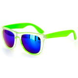 "Horizons" Trendy Neon Retro Wayfarer Sunglasses with Mirrored Lens - 100%UV