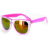 "Horizons" Trendy Neon Retro Wayfarer Sunglasses with Mirrored Lens - 100%UV