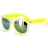 "Horizons" Trendy Neon Retro Wayfarer Sunglasses with Mirrored Lens - 100%UV