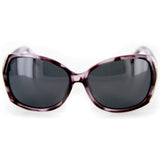 Vagabond Designer Polarized Sunglasses with Patterned Frames and Large Lenses for Stylish Women (Purple w/ Smoke)