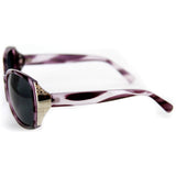 Vagabond Designer Polarized Sunglasses with Patterned Frames and Large Lenses for Stylish Women (Purple w/ Smoke)