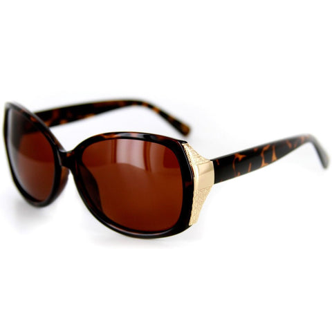 Vagabond Designer Polarized Sunglasses with Patterned Frames and Large Lenses for Stylish Women (Tortoise w/ Amber)