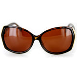 Vagabond Designer Polarized Sunglasses with Patterned Frames and Large Lenses for Stylish Women (Tortoise w/ Amber)