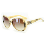 "Oliva" Trendy Designer-Inspired Polk-Dot Two-Toned Large Lens Sunglasses 100%UV