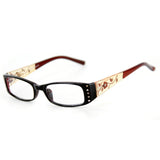 "Wild Hibiscus" floral designer reading glasses for youthful women with elegance and style.