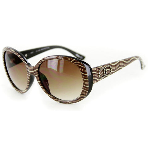 Olivia 2047 Designer Sunglasses with Funky Stripe Patterned Frames