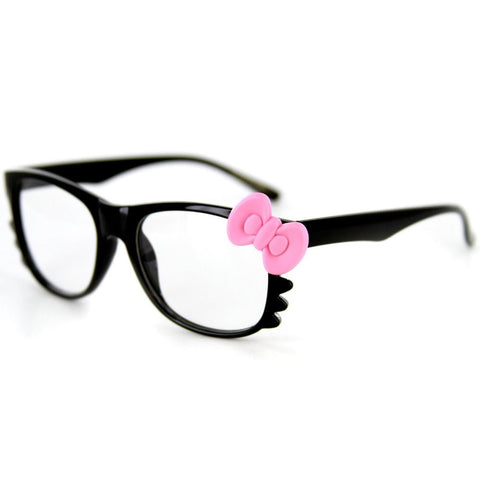 "Pretty Kitty Clear" Wayfarer Style "Just For Fun" Fake Glasses No Prescripton