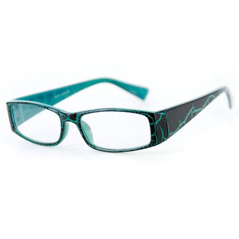 "Wild SIde" Trendy Rectangular Reading Glasses by Ritzy Readers (Blue +1.50)