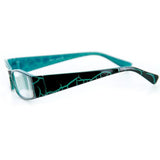"Wild SIde" Trendy Rectangular Reading Glasses by Ritzy Readers (Blue +2.25)
