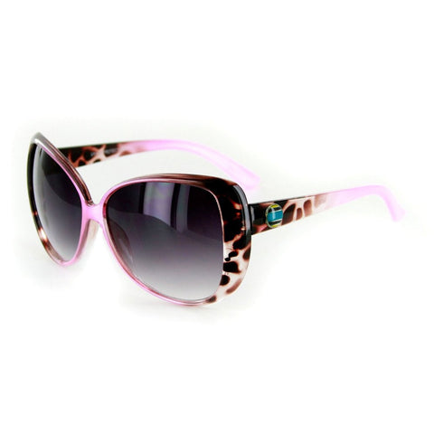 "Cat's Meow"Animal Print Sunglasses - 100% UV Protection (Pink w/Smoke Lens)