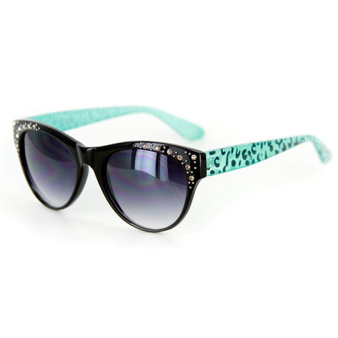 "Fantasticat" Gorgeous Two-Toned Animal Print Cat Eye Sunglasses with Crystals - Aloha Eyes
 - 1