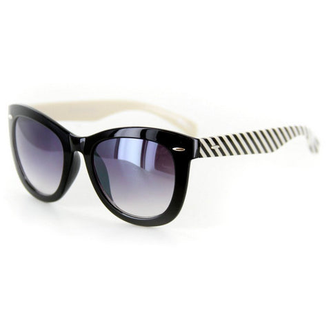 "Amalfi" Vintage-Inspired Wayfarer Sunglasses with Mod Striped Arms - 100% UV - Aloha Eyes
 - 1