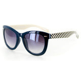 "Amalfi" Vintage-Inspired Wayfarer Sunglasses with Mod Striped Arms - 100% UV - Aloha Eyes
 - 2
