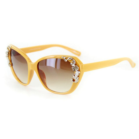 "Rose" Vintage-Inspired Sunglasses (Yellow w/ Amber Lens)