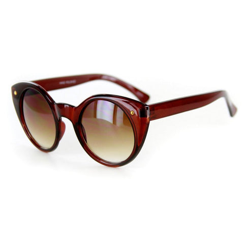 "Retro Cat" Vintage-Inspired Cat-Eye Sunglasses (Brown w/ Amber)