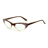 "Bravo" Retro Cat-Eye Readers with Austrian Crystals for Women