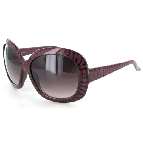Glyphic 9411 Women's Designer Sunglasses with Unique Stylish Patterned Frames and Large Lenses (Purple/Black + Smoke)