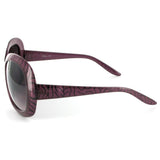 Glyphic 9411 Women's Designer Sunglasses with Unique Stylish Patterned Frames and Large Lenses (Purple/Black + Smoke)