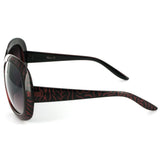 Glyphic 9411 Women's Designer Sunglasses with Unique Stylish Patterned Frames and Large Lenses (Black/Red + Smoke)