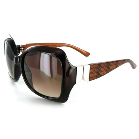 Ibiza 1924 Women's Designer Sunglasses with Unique Stylish Patterned Frames and Large Lenses (Brown + Amber)