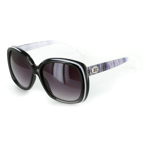 "Candy Stripes" Oversized Sunglasses with Striped Temples for Women - 100% UV