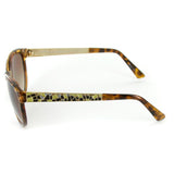 "Mosaic" Fashion Cateye Sunglasses with Patterned Temples for Stylish Women (Tortoise w/ Amber)