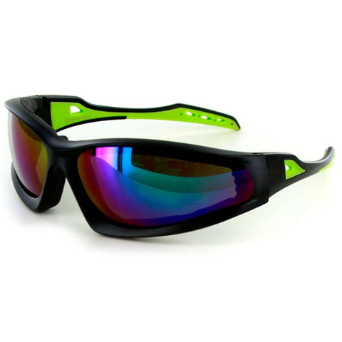 "Renegade" Wrap Around Sports Goggle Sunglasses w/ Mirror Revo Lenses - 100% UV - Aloha Eyes
 - 1