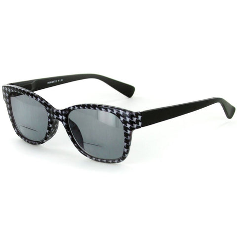 "Chex" Bifocal Reading Wayfarer Sunglasses with Houndstooth Patterned Frames for Stylish Men and Women