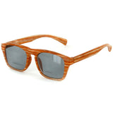 "Rickshaw" Bifocal Reading Wayfarer Sunglasses with Faux Wood Finish for Stylish Men and Women