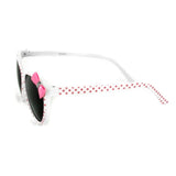 Aloha Kids "Lady Bugs" Polarized Sunglasses With Bow for Girls Age 4 & Up 100% UV (White)
