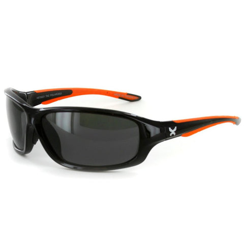Power Sport X570021 Polarized Wrap Around Sports Sunglasses for Men and Women (Black & Orange w/ Smoke)