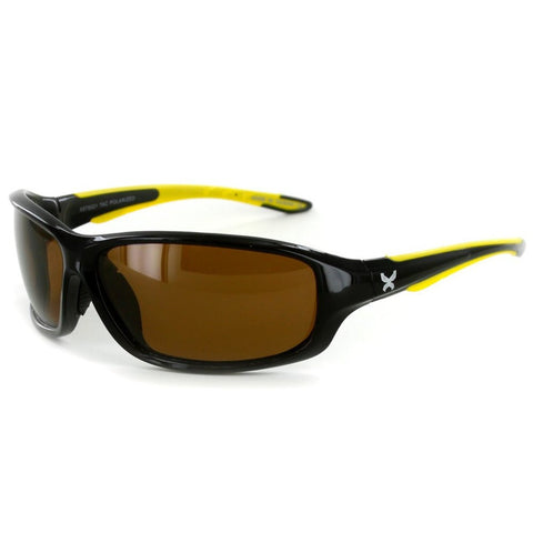 Power Sport X570021 Polarized Wrap Around Sports Sunglasses for Men and Women (Black & Yellow w/ Amber)