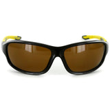 Power Sport X570021 Polarized Wrap Around Sports Sunglasses for Men and Women (Black & Yellow w/ Amber)