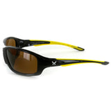 Power Sport X570021 Polarized Wrap Around Sports Sunglasses for Men and Women (Black & Yellow w/ Amber)