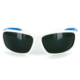 Power Sport X570021 Polarized Wrap Around Sports Sunglasses for Men and Women (White & Blue w/ Smoke)