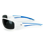 Power Sport X570021 Polarized Wrap Around Sports Sunglasses for Men and Women (White & Blue w/ Smoke)