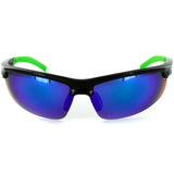Power Sport X570022 Polarized Wrap Around Sports Sunglasses with Mirror Lens (Black/Green w/ Blue Revo)