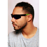 Power Sport X570022 Polarized Wrap Around Sports Sunglasses with Mirror Lens (Black/Green w/ Blue Revo)