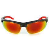 Power Sport X570022 Polarized Wrap Around Sports Sunglasses with Mirror Lens (Gun/Red w/ Red Revo)