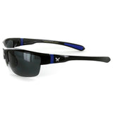 Power Sport X570019 Polarized Wrap Around Sports Sunglasses for Men and Women (Black & Blue w/ Smoke)
