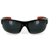 Power Sport X570019 Polarized Wrap Around Sports Sunglasses for Men and Women (Black & Red w/ Smoke)
