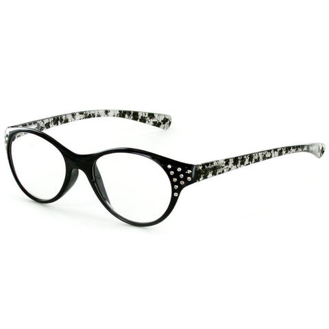 "Crystal Lace" Cateye Reading Glasses with Multicolored Demi Frames for Women