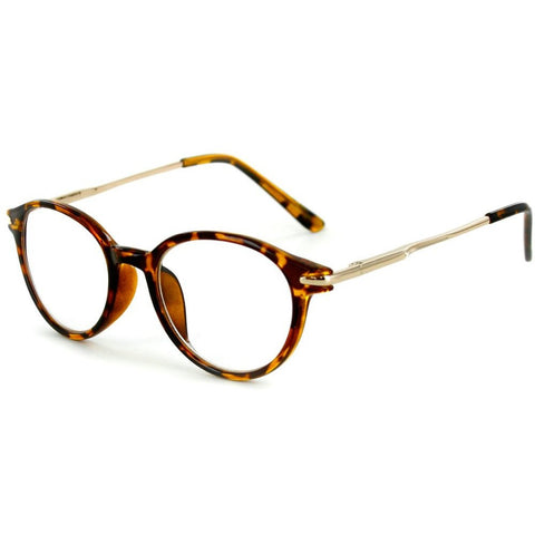 "Tiburon" Round Wayfarer Reading Glasses with Metal Temples for Men and Women