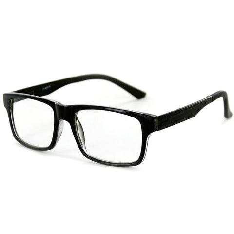 "Techno" Square Wayfarer Reading Glasses with Metal Temples for Men and Women