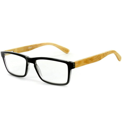 "Zen Rock" Eco-Chic Wayfarer Unisex Reading Glasses with Woodgrain Temples