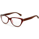 "Zen Valley" Cateye Wayfarer Reading Glasses with Woodgrain Temples for Women